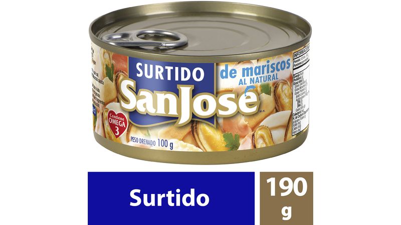 Surtido de Mariscos en Conserva al Natural 190 Gr - San José - La Mesa de  Todos